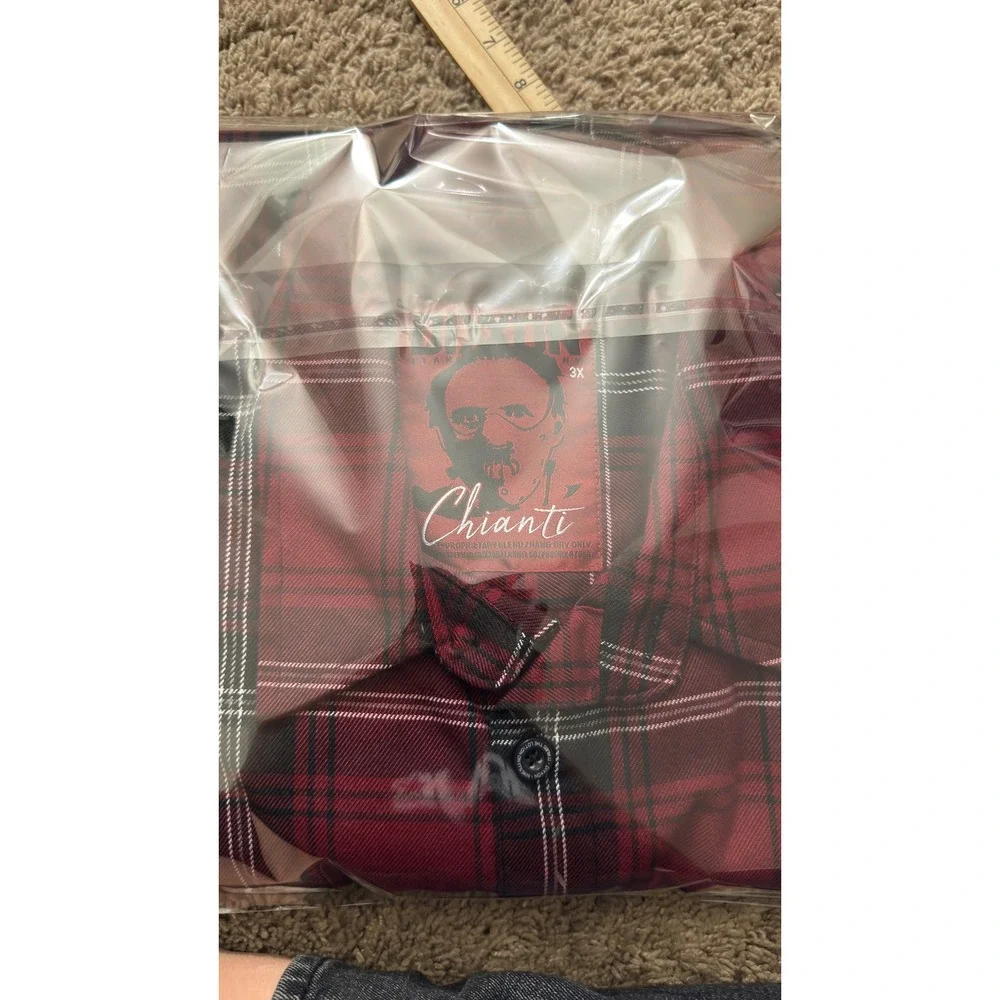 Dixxon Flannel Co Chianti Red Black Plaid Button Down Shirt Mens 3X Long mm16‎